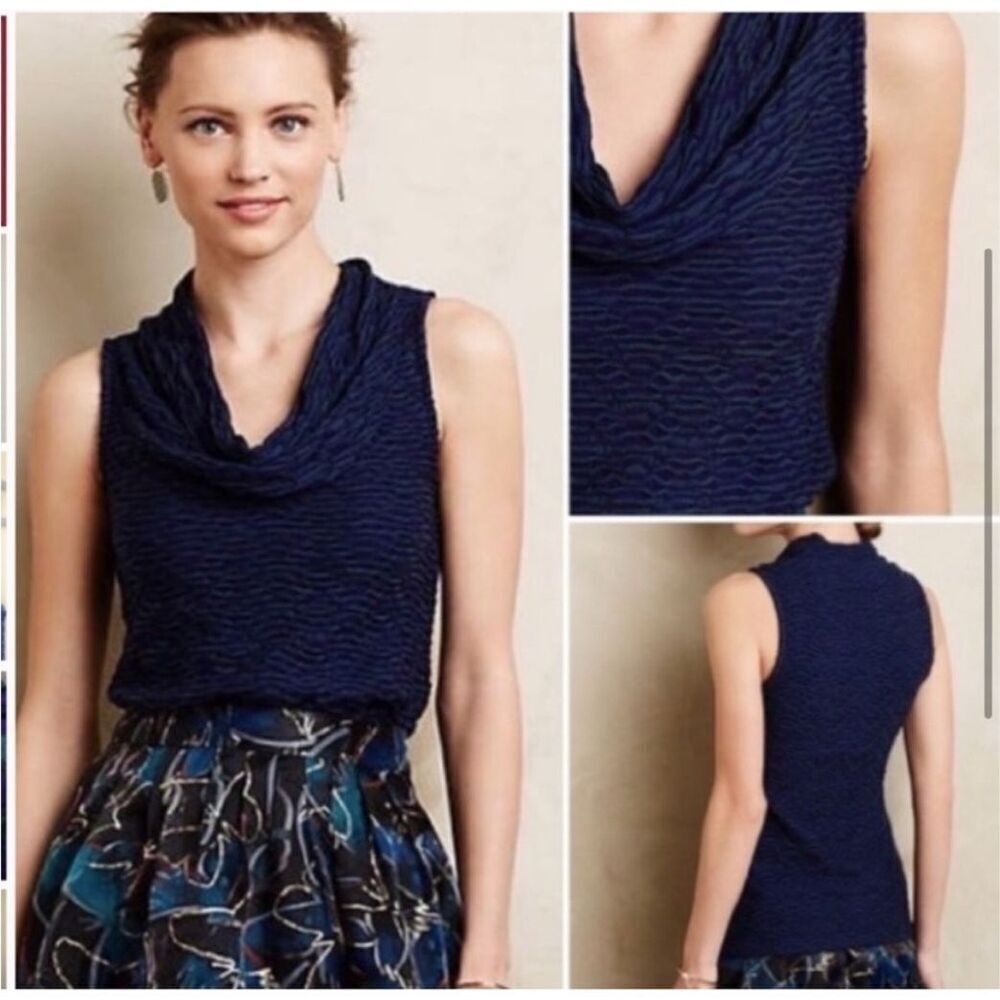 Anthropologie Nava textured cowl neck by Deletta blues sz small